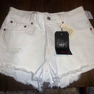 Levi's Premium 501 Cut- Off Jean Shorts (White) 27